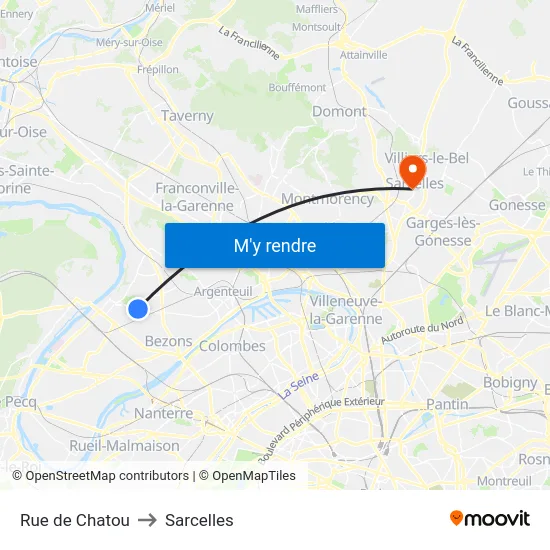 Rue de Chatou to Sarcelles map