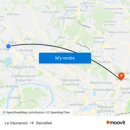 Le Vauvarois to Sarcelles map