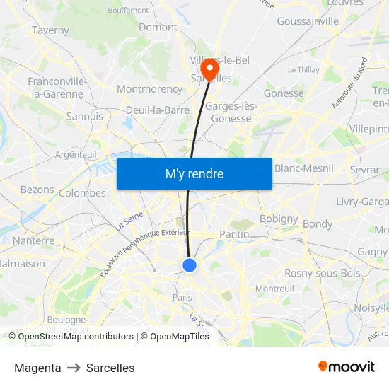 Magenta to Sarcelles map