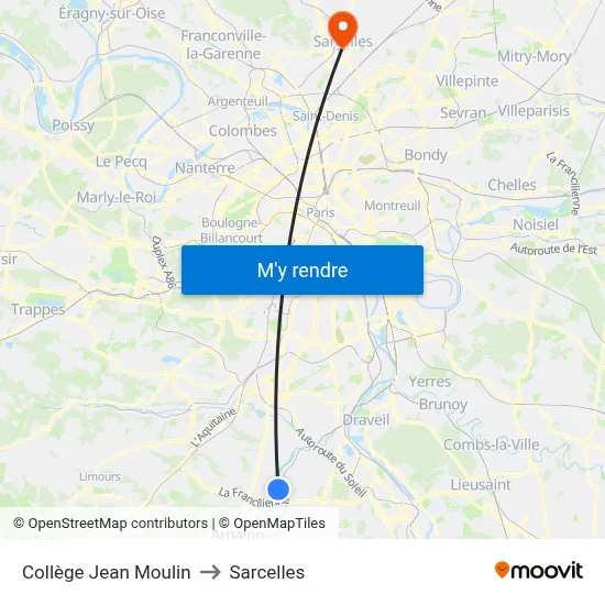 Collège Jean Moulin to Sarcelles map