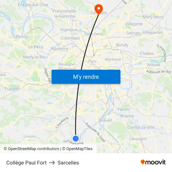 Collège Paul Fort to Sarcelles map