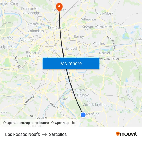 Les Fossés Neufs to Sarcelles map