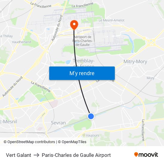 Vert Galant to Paris-Charles de Gaulle Airport map