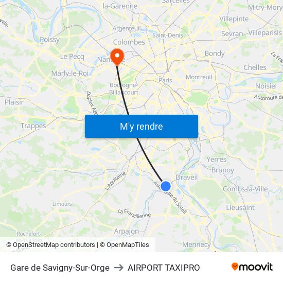 Gare de Savigny-Sur-Orge to AIRPORT TAXIPRO map