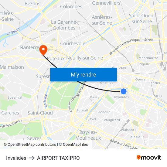 Invalides to AIRPORT TAXIPRO map
