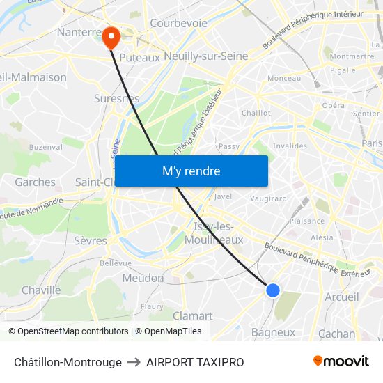 Châtillon-Montrouge to AIRPORT TAXIPRO map