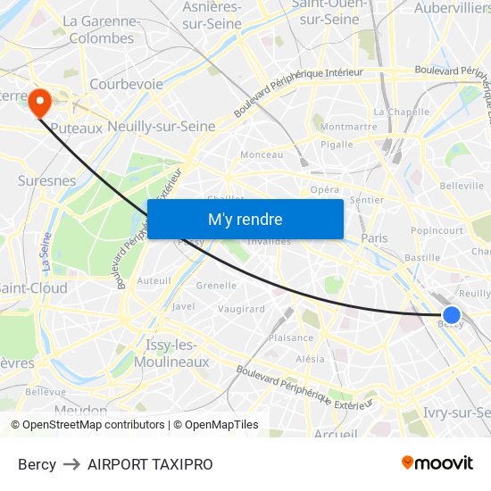 Bercy to AIRPORT TAXIPRO map