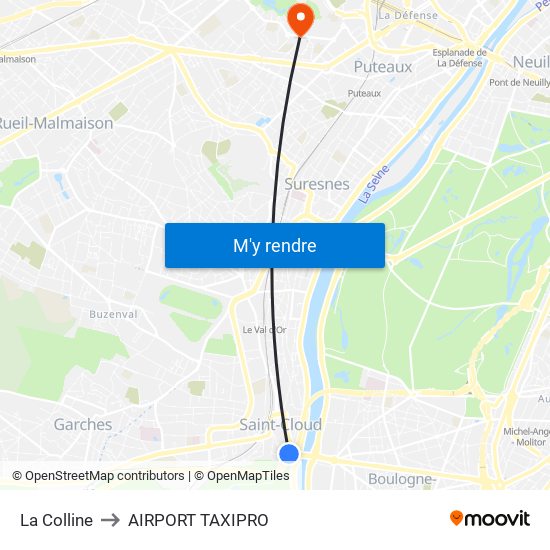 La Colline to AIRPORT TAXIPRO map