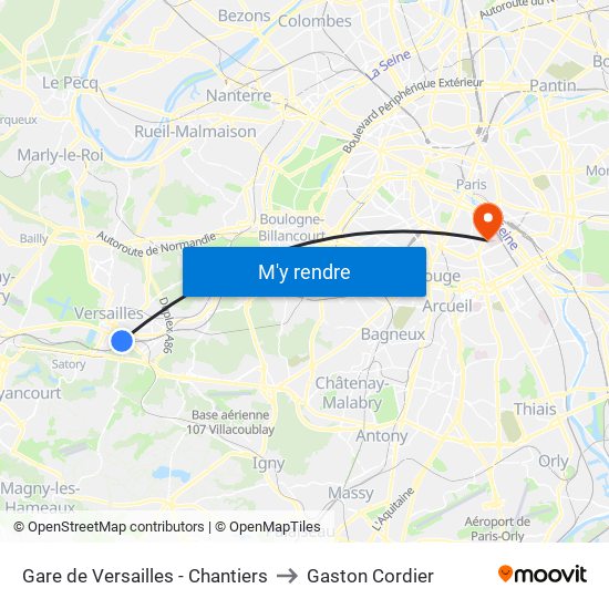 Gare de Versailles - Chantiers to Gaston Cordier map
