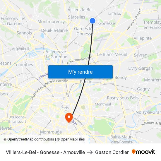 Villiers-Le-Bel - Gonesse - Arnouville to Gaston Cordier map