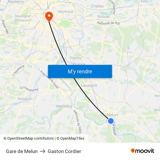 Gare de Melun to Gaston Cordier map