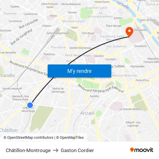 Châtillon-Montrouge to Gaston Cordier map
