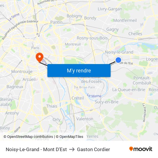 Noisy-Le-Grand - Mont D'Est to Gaston Cordier map