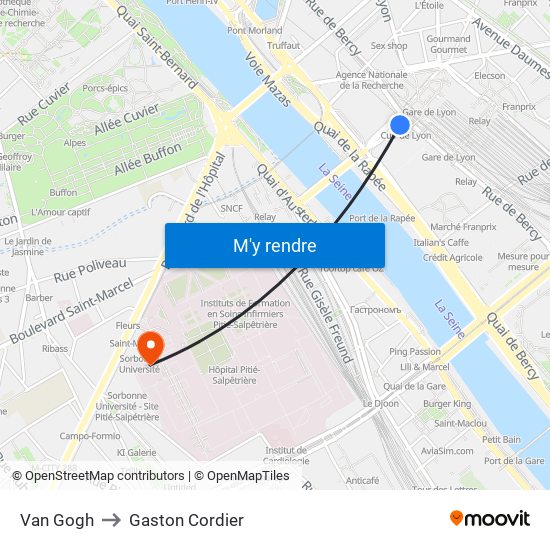 Van Gogh to Gaston Cordier map