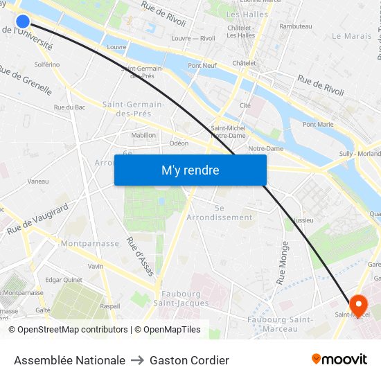 Assemblée Nationale to Gaston Cordier map