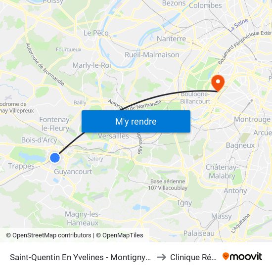 Saint-Quentin En Yvelines - Montigny-Le-Bretonneux to Clinique Rémusat map