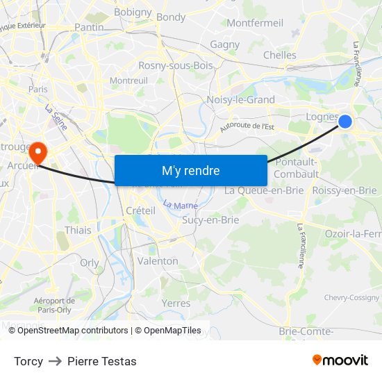 Torcy to Pierre Testas map