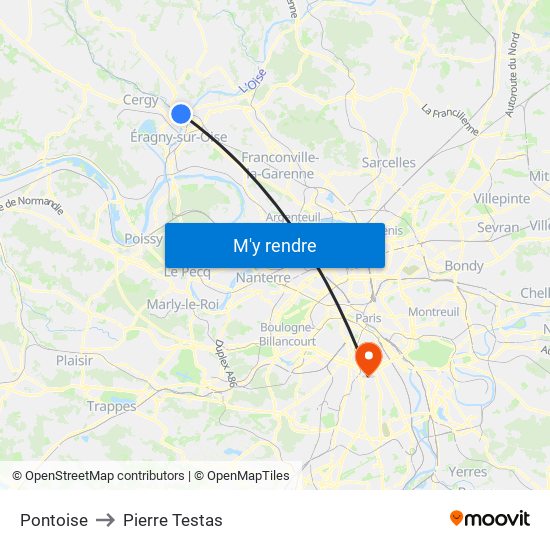 Pontoise to Pierre Testas map