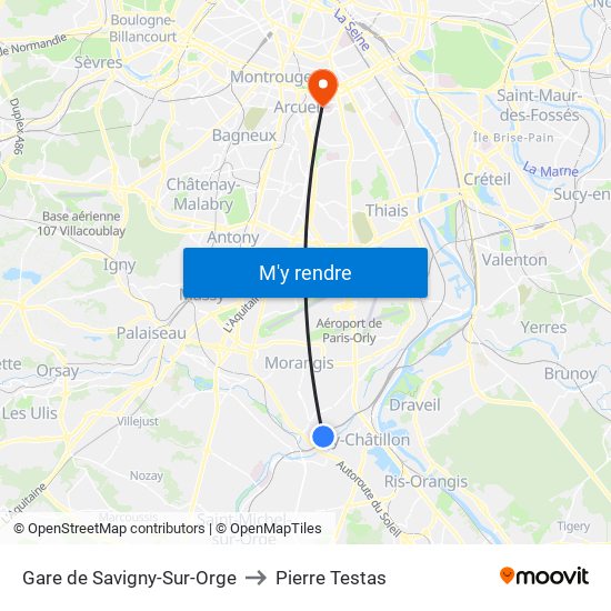 Gare de Savigny-Sur-Orge to Pierre Testas map