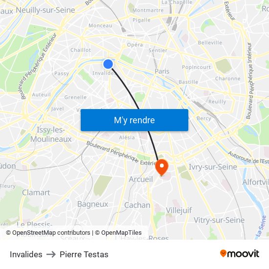 Invalides to Pierre Testas map