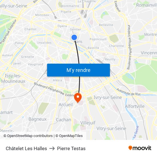 Châtelet Les Halles to Pierre Testas map