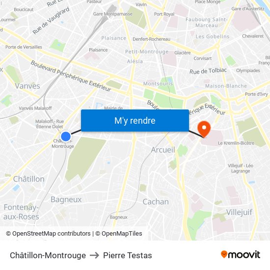 Châtillon-Montrouge to Pierre Testas map