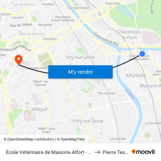 École Vétérinaire de Maisons-Alfort - Métro to Pierre Testas map