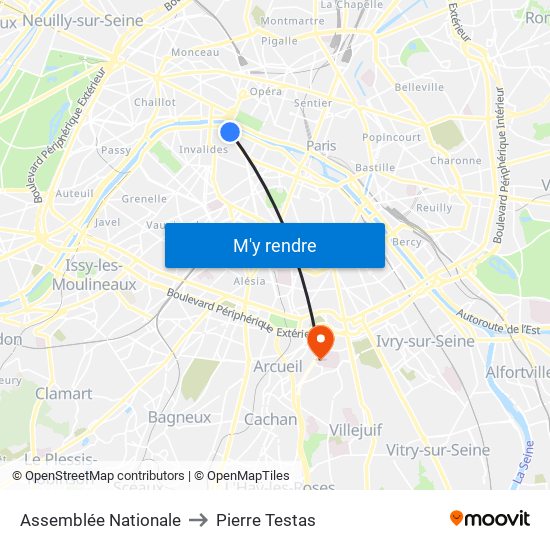 Assemblée Nationale to Pierre Testas map