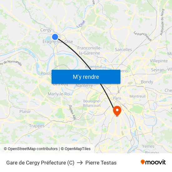 Gare de Cergy Préfecture (C) to Pierre Testas map
