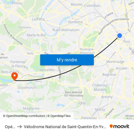 Opéra to Vélodrome National de Saint-Quentin-En-Yvelines map