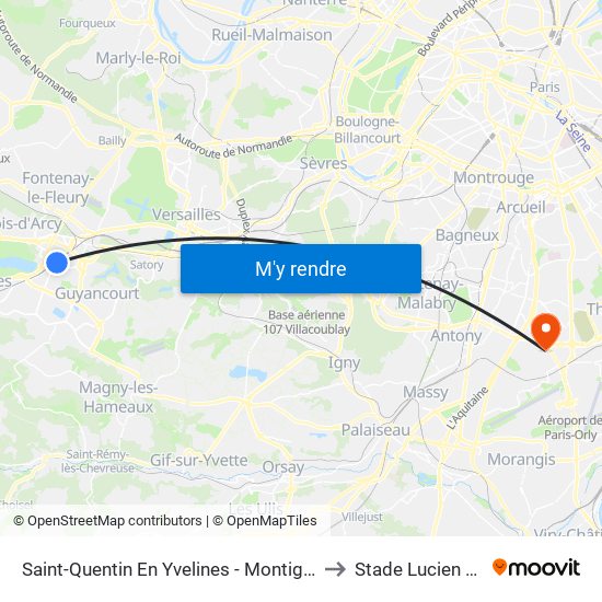 Saint-Quentin En Yvelines - Montigny-Le-Bretonneux to Stade Lucien Grelinger map