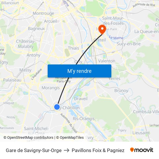 Gare de Savigny-Sur-Orge to Pavillons Foix & Pagniez map