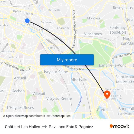 Châtelet Les Halles to Pavillons Foix & Pagniez map