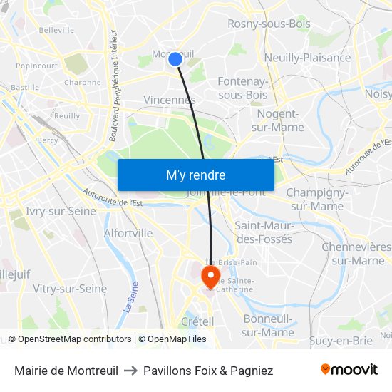 Mairie de Montreuil to Pavillons Foix & Pagniez map