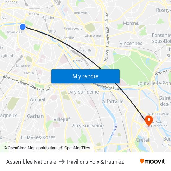 Assemblée Nationale to Pavillons Foix & Pagniez map