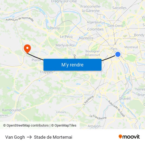 Gare de Lyon - Van Gogh to Stade de Mortemai map