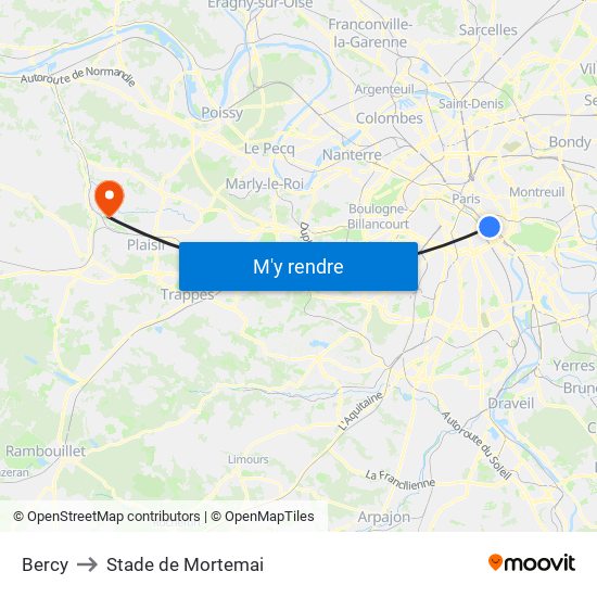 Bercy to Stade de Mortemai map