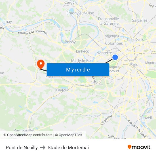 Pont de Neuilly to Stade de Mortemai map