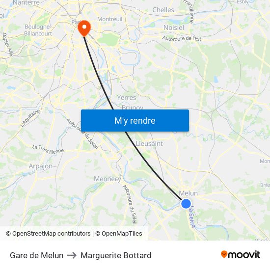 Gare de Melun to Marguerite Bottard map