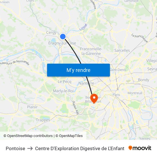 Pontoise to Centre D'Exploration Digestive de L'Enfant map