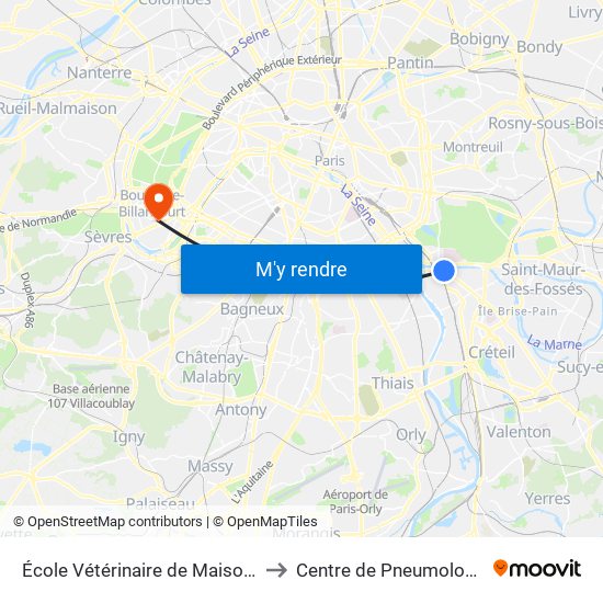 École Vétérinaire de Maisons-Alfort - Métro to Centre de Pneumologie de L'Enfant map