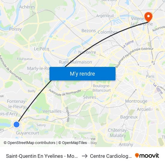 Saint-Quentin En Yvelines - Montigny-Le-Bretonneux to Centre Cardiologique du Nord map