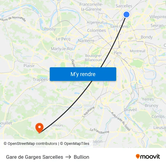 Gare de Garges Sarcelles to Bullion map