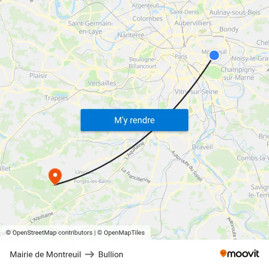 Mairie de Montreuil to Bullion map