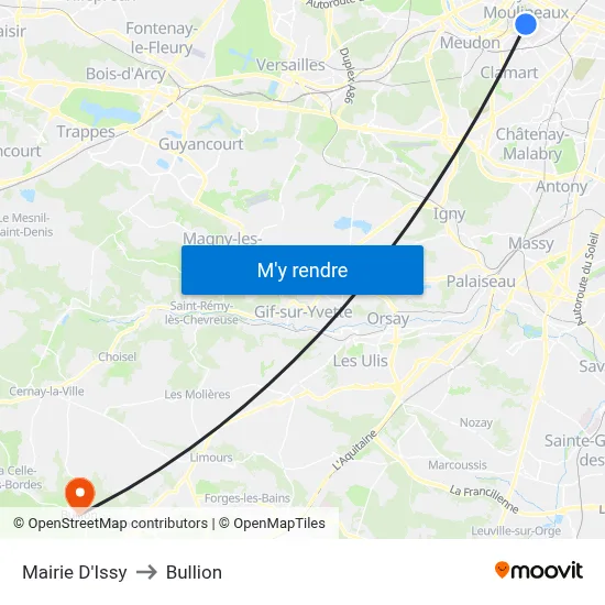 Mairie D'Issy to Bullion map