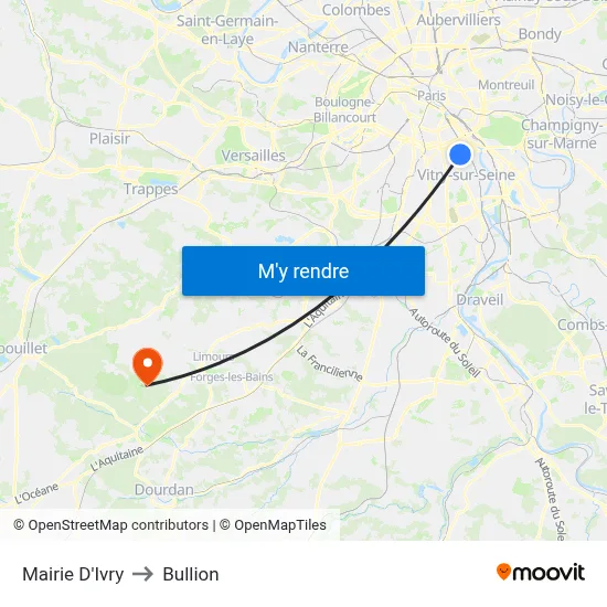 Mairie D'Ivry to Bullion map