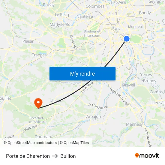 Porte de Charenton to Bullion map