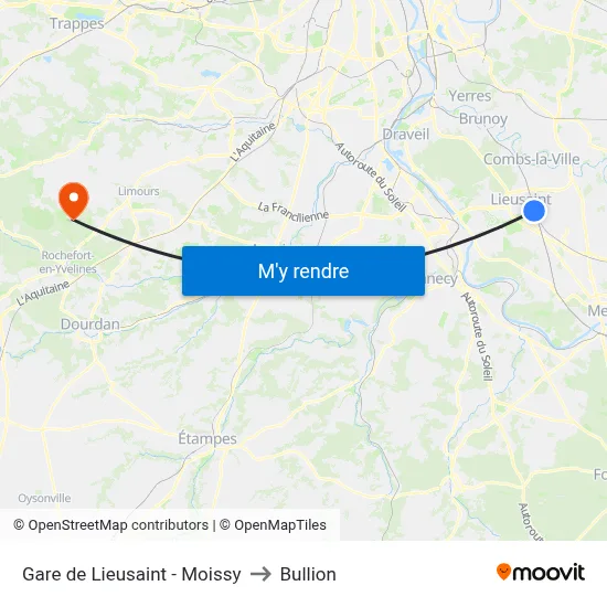 Gare de Lieusaint - Moissy to Bullion map