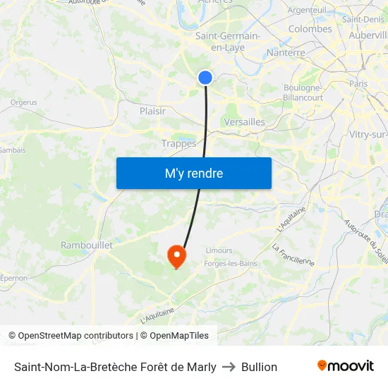 Saint-Nom-La-Bretèche Forêt de Marly to Bullion map