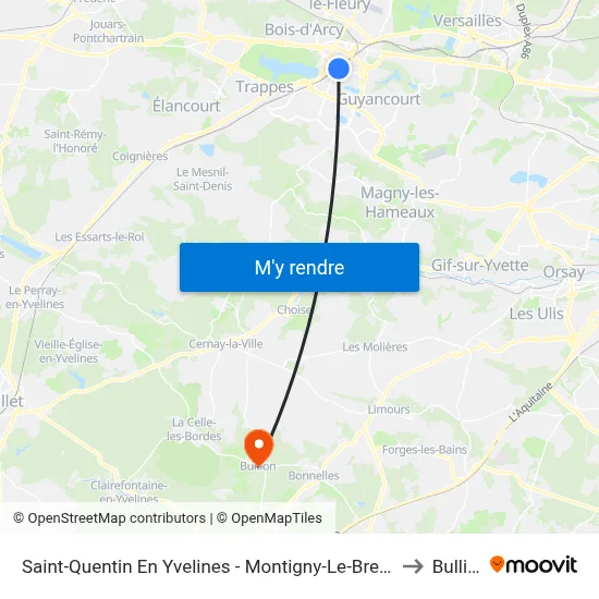 Saint-Quentin En Yvelines - Montigny-Le-Bretonneux to Bullion map